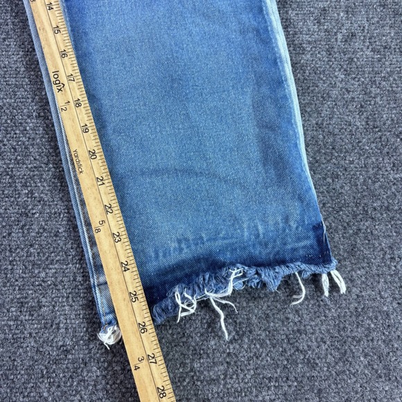 Frayed Jeans Ankle Straight Women 31 Light Wash Two Tone Distressed High Rise - Picture 7 of 9